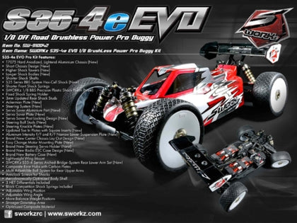 SWORKz S35-4E EVO 1/8 Pro Brushless Buggy Kit SKU: SW910042