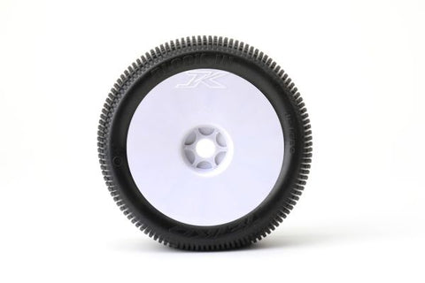 Jetko Block In Super Soft 1:8 Truggy Pre-glued on White Rims (2) JK1202SSG