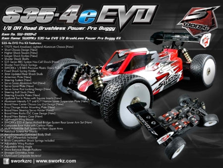 SWORKz S35-4E EVO 1/8 Pro Brushless Buggy Kit   SKU: SW910042
